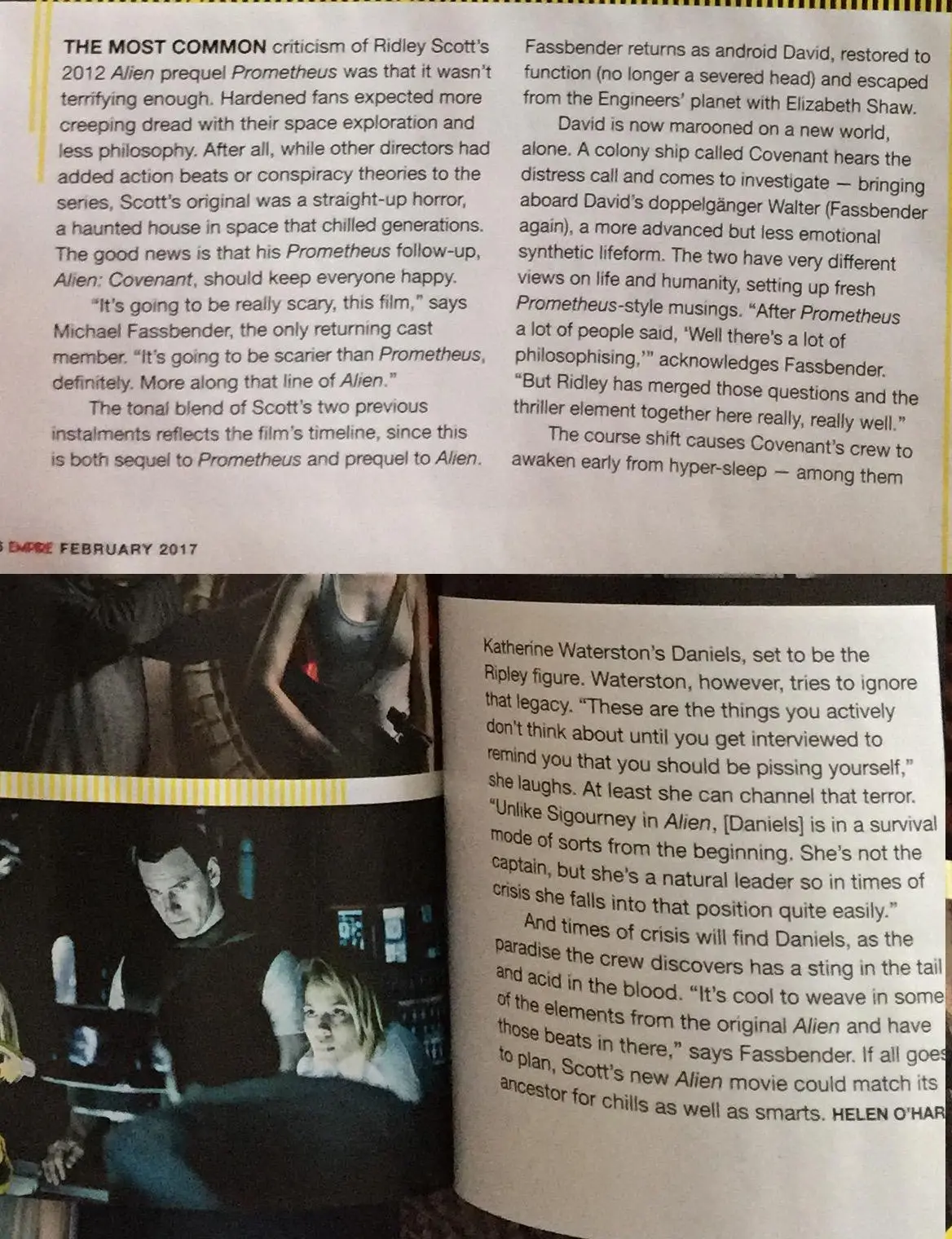 New Alien: Covenant stills featured in Empire Magazine!